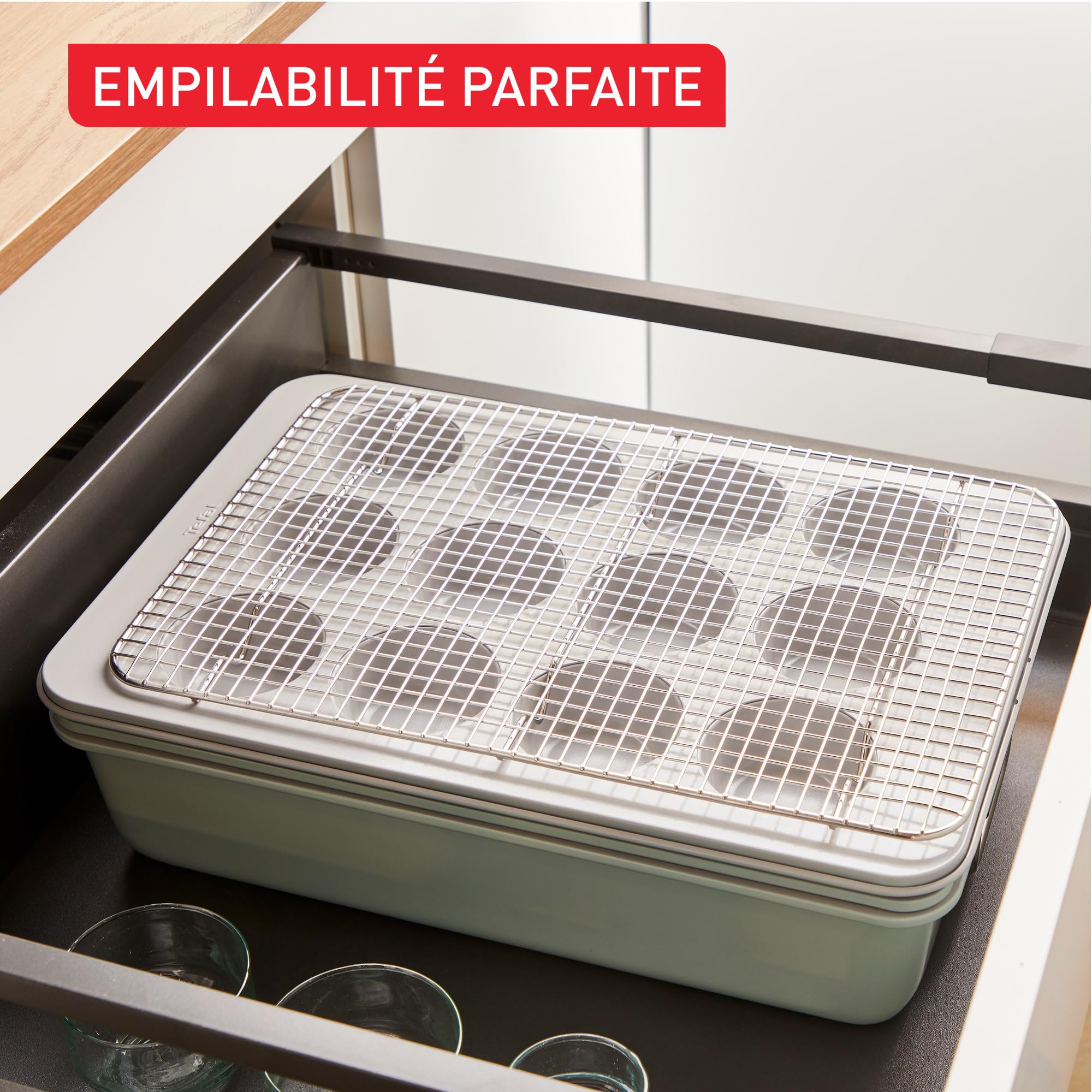 Tefal Ceramik Set 8pièces, Moules à gâteaux, Plat à four, Revêtement céramique, Résistant, Démoulage facile, J175S804