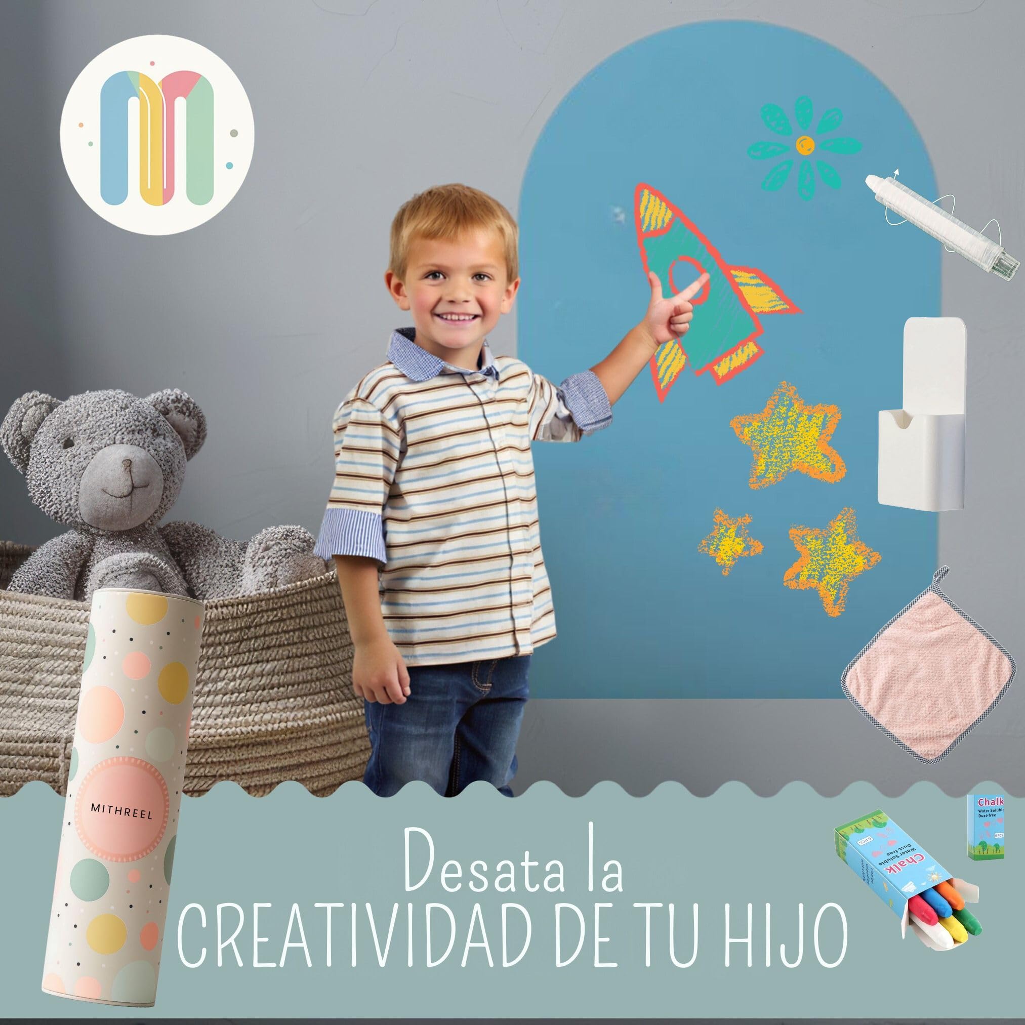 Pizarra Magnética Infantil – Pizarra Niños, Adhesiva, Forma Arco y de Color con Tizas – Pizarra Magnetica Adhesiva – Ideal Regalos para Niñas y Niños (ARENA 120X60)