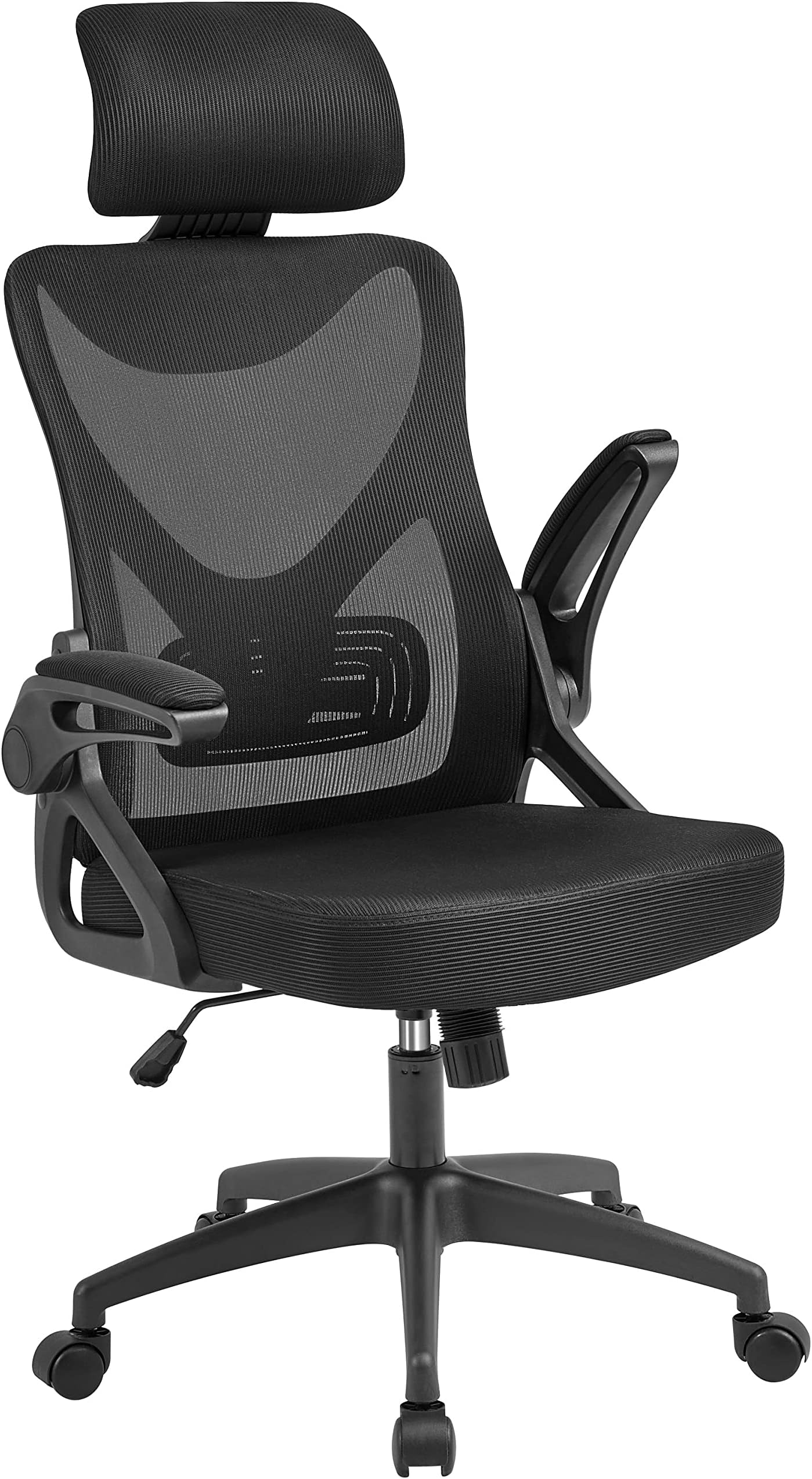Yaheetech Ergonomic Computer Desk Chair, High Back Home Office Chair with Flip-up Armrest and Lumbar Support for Home Study or Manager Work Black
