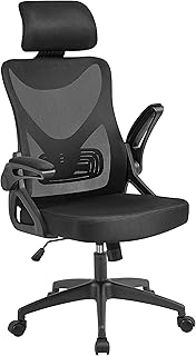 Yaheetech Ergonomic Computer Desk Chair, High Back Home Office Chair with Flip-up Armrest and Lumbar Support for Home Study or Manager Work Black