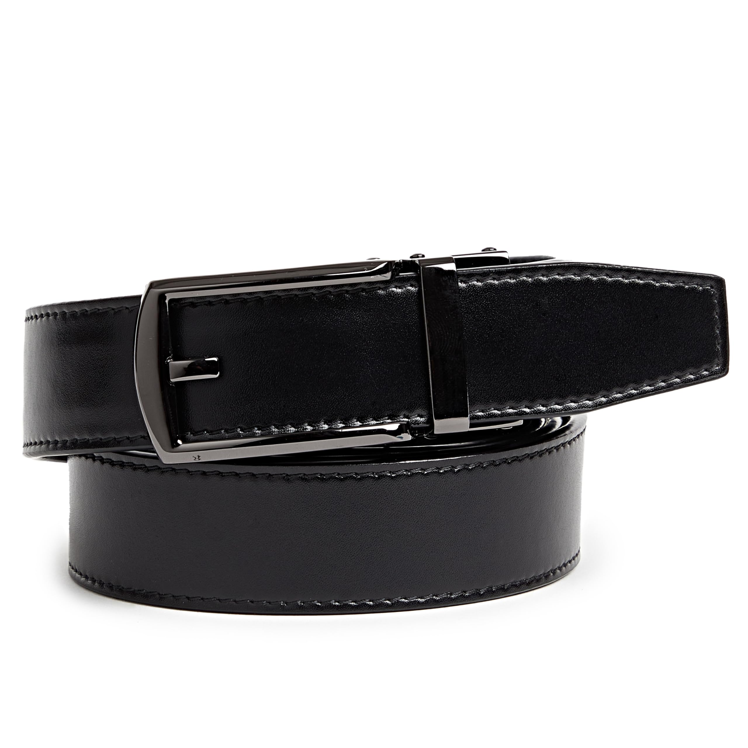 Cinturón de trinquete de cuero genuino para hombre con cinturón deslizante para hombre