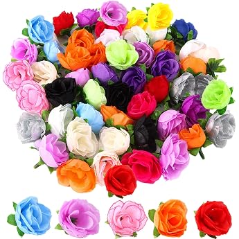 JSMTKJ 50 pieces of artificial flower heads Colorful artificial rose artificial flowers decoration for wedding home handicrafts scrapbooking decoration