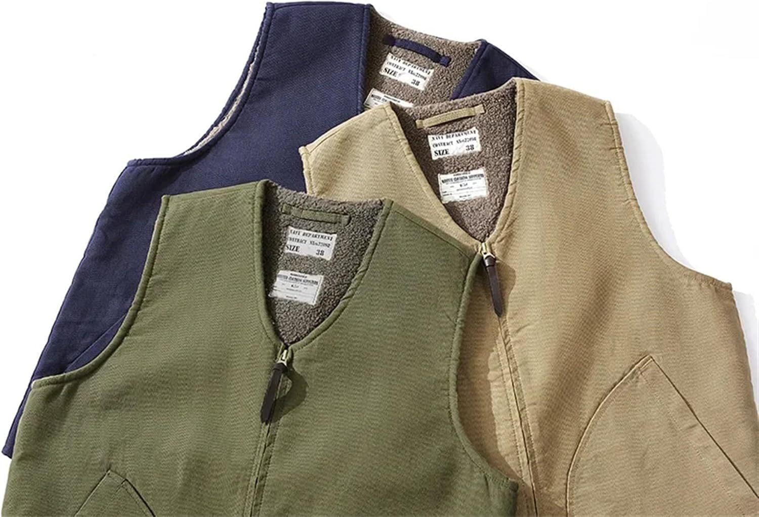 Men's Fall Winter Cargo Tactical Vest Outdoor Training Camping Fleece Lined Thickened Wool Waistcoat