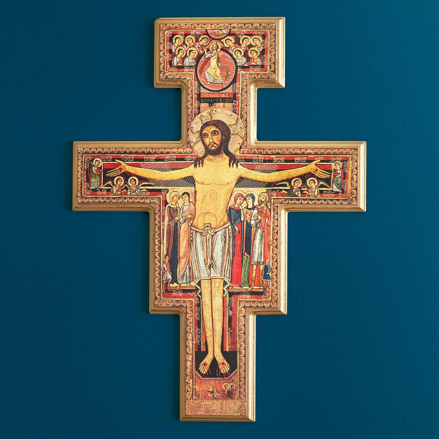 Assisi Collection-San Damiano Wooden Crucifix with Hanger, 12 x 16-Inch