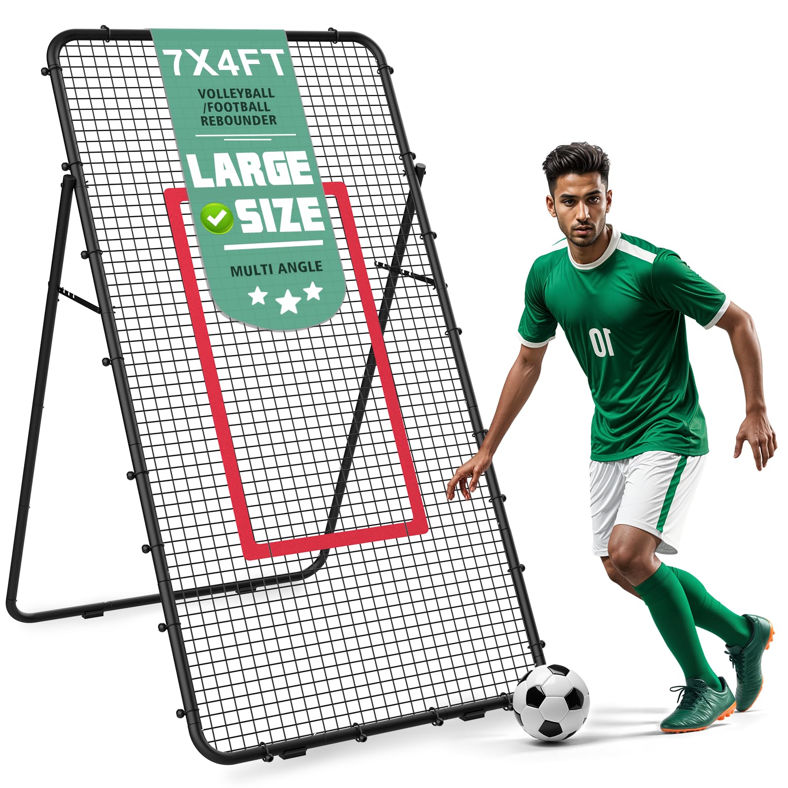 Volleyball Rebounder Netz 1.2M x 2.2M Fußball-Rebounder mit Ziel verstellbarem Winkel Trainingsgerät