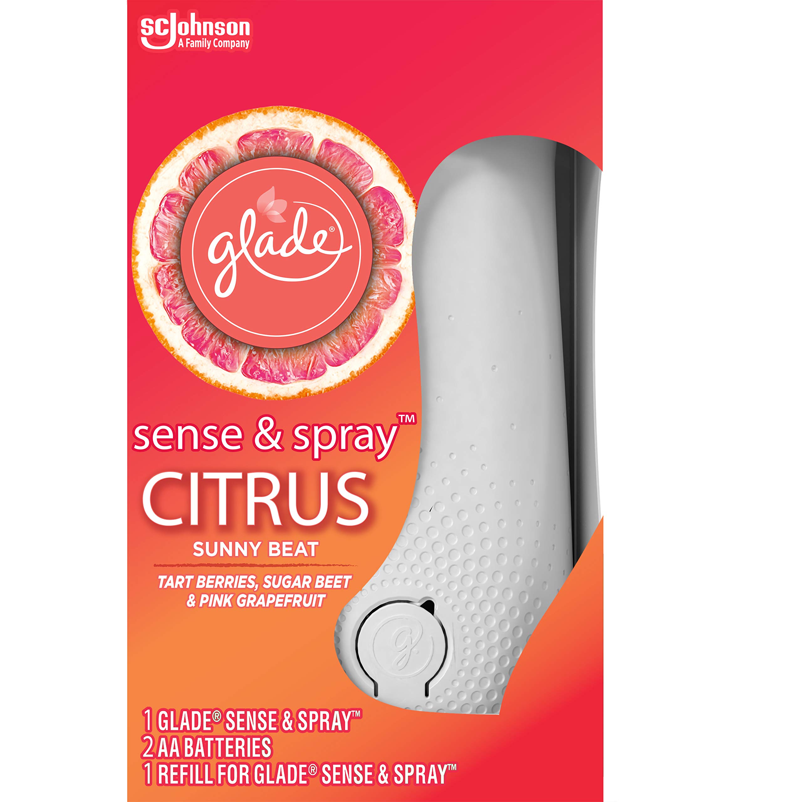 Glade Sense & Spray Holder & Refill Citrus Sunny Beat Air Freshener 18ml, Pack of 4