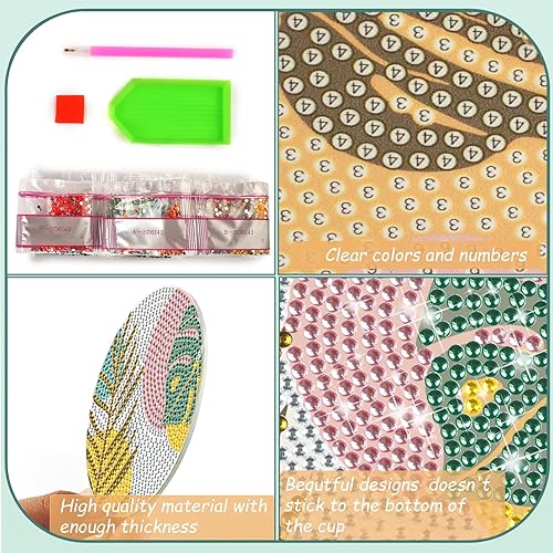 Miniatura 4 de Posavasos de diamante para bricolaje con soporte, posavasos de diamantes bohemios, kits de pintura de hojas coloridas para adultos, kits de