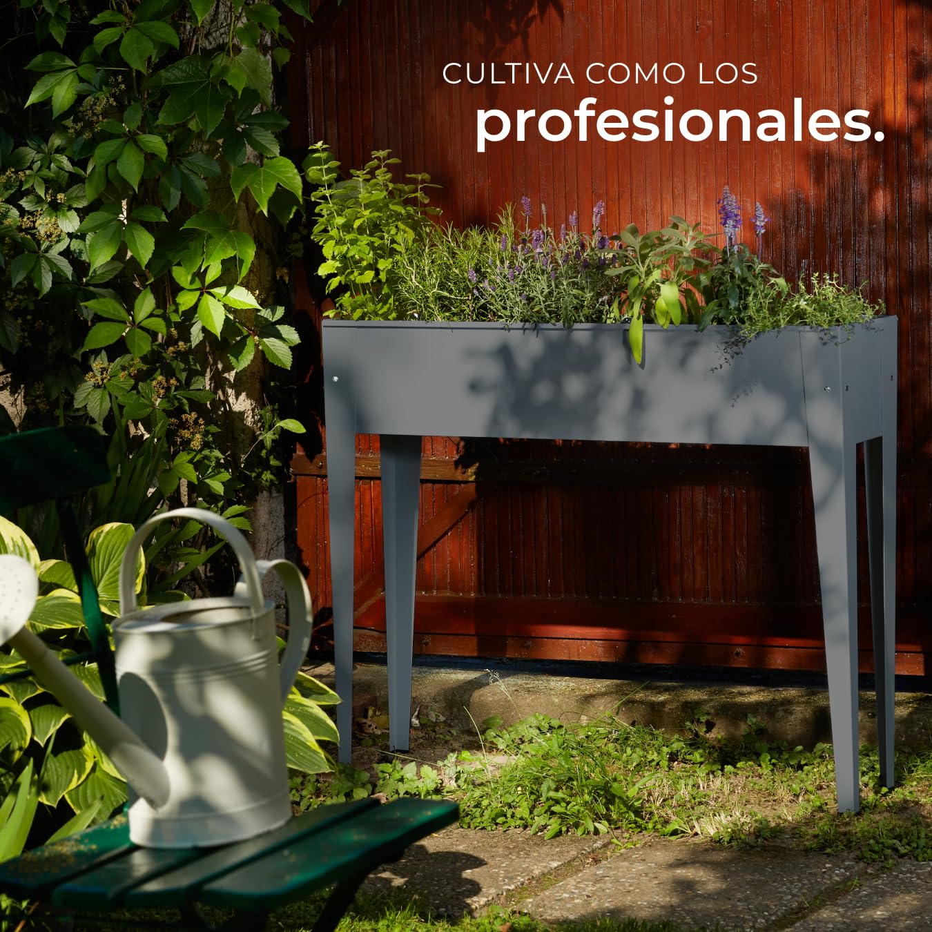 tectake® Jardinera Rectangular 98,5 x 26 x 82,5 cm, Jardineras Exteriores con Patas, Jardin Vertical, Maceteros Exterior, Jardinera Vertical, Macetero con Drenaje, Huerto Urbano Exterior - Antracita