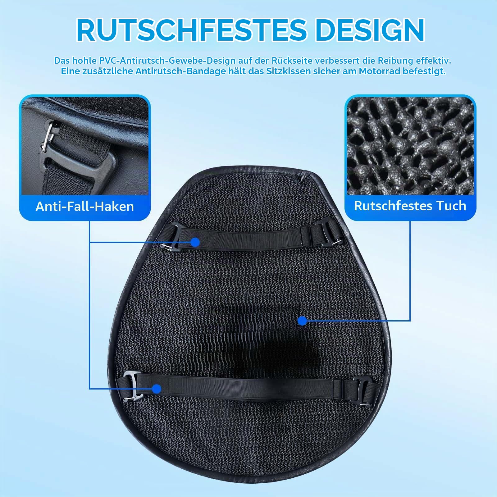 Motorrad Gel Sitzkissen Moto 3D Waben wasserdichte Funktion Universelle Sitzbezug Struktur Atmungsaktive Stoßdämpfung reduziert Motorrad Gel Sitzpolster für Bequeme Lange Fahrten