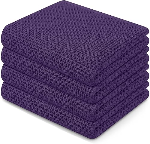 Miniatura 8 de Homaxy Paños de cocina de 100% algodón con tejido de gofre, ultra suaves, absorbentes, de secado rápido, 12 x 12 pulgadas, paquete de 6, naranja