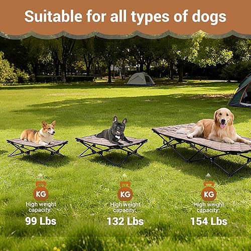 Miniatura 7 de KingCamp Cama elevada para perros pequeños, cuna de refrigeración portátil elevada para interiores y exteriores, hamaca para mascotas fuera del