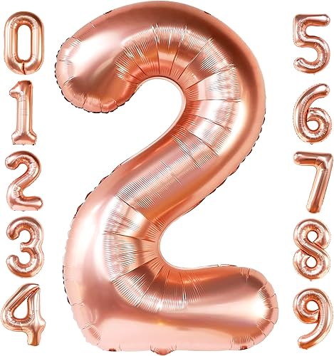 Miniatura 10 de KatchOn, Globo azul del número 2  Grande, 50 pulgadas  Globos de segundo cumpleaños para niño, dos decoraciones geniales de fiesta de cumpleaños