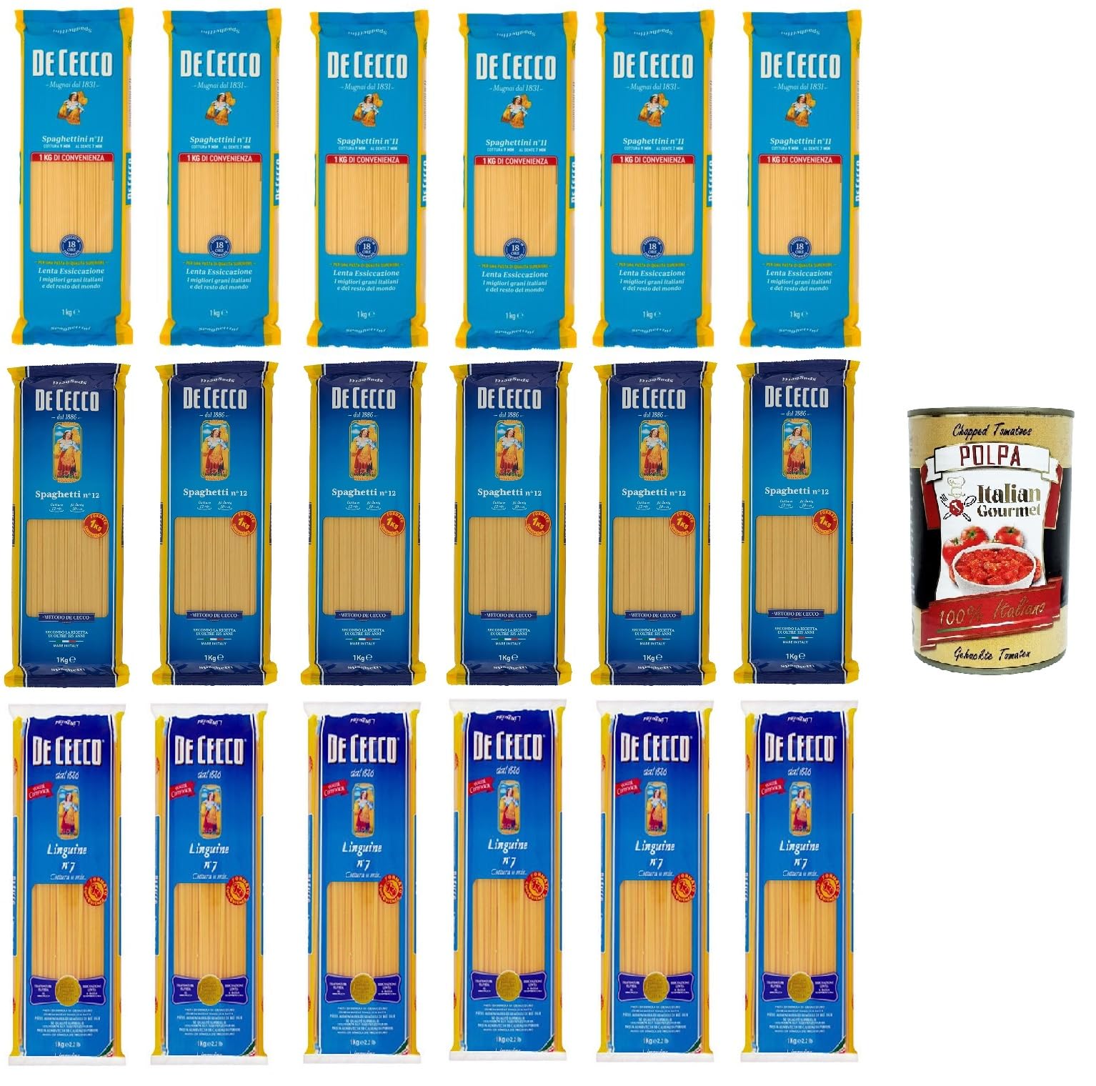 Italian Gourmet De Italian Gourmet Testpaket Spaghetti Linguine Spaghettini | Food Service Format aus Hartweizengrieß, cottura uniforme, ideale per, Gesamtnettogewicht 18 kg + Kostenlos Polpa 400g