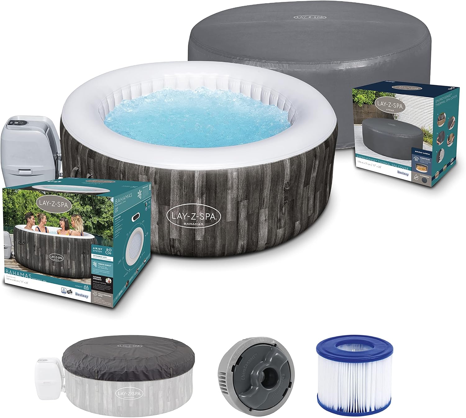 Bestway LayZSPA Bahamas AirJet™ Whirlpool, 180 x 66 cm, 24 Personen