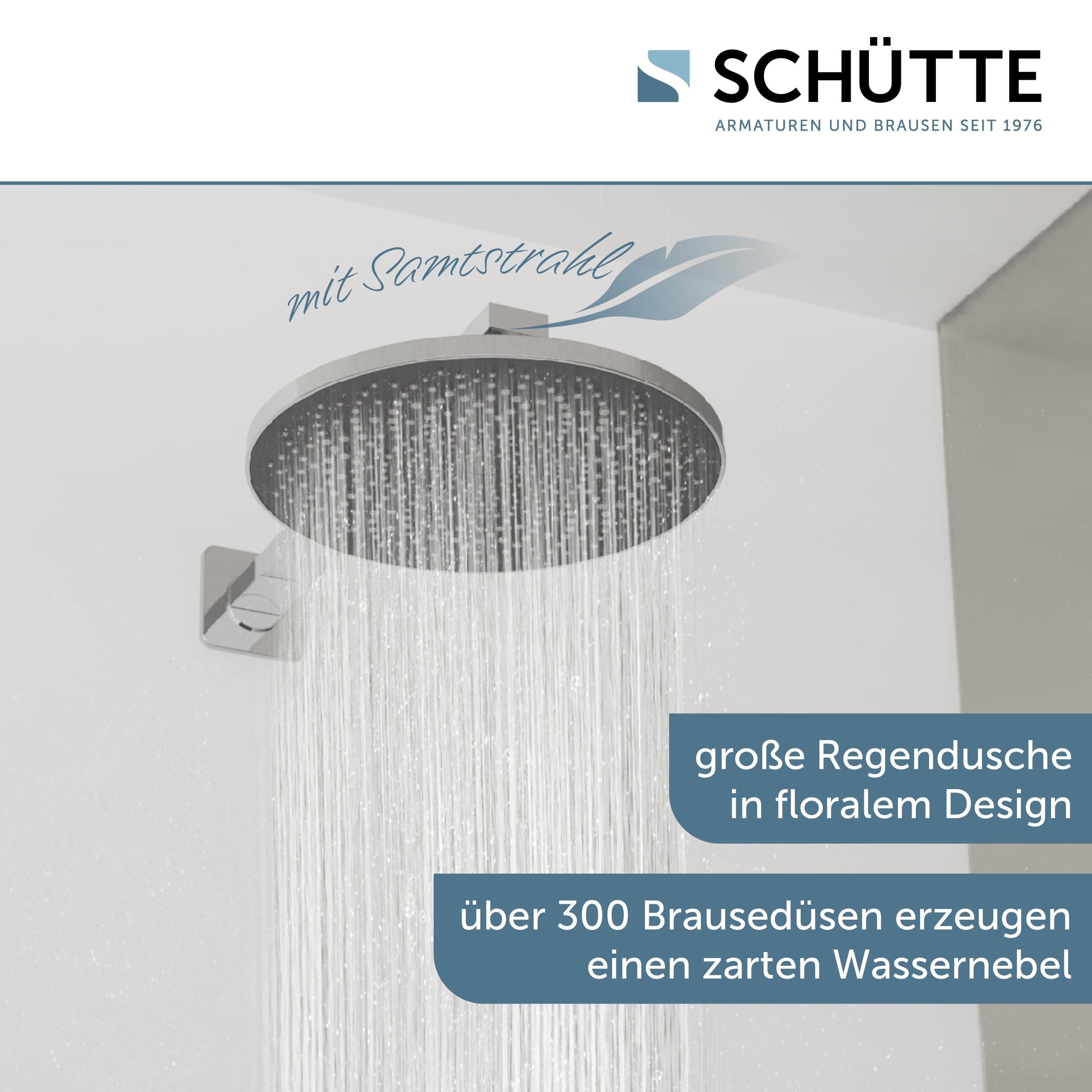 SCHÜTTE 69291 CAPRI Kopfbrause, Wellness-Duschkopf Regendusche mit Anti-Kalk-Noppen, Duschbrause Rund, großer Regenduschkopf, Chrom/Anthrazit