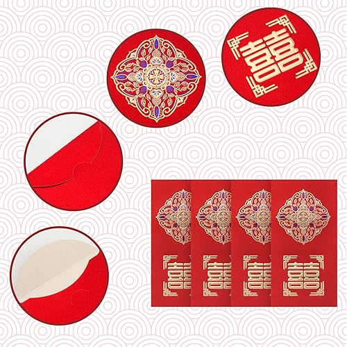 Miniatura 3 de SAVITA 12 sobres rojos de boda, sobres rojos tradicionales chinos para boda, sobres de dinero de la suerte, sobres de boda, Hong Bao, boda, paquetes