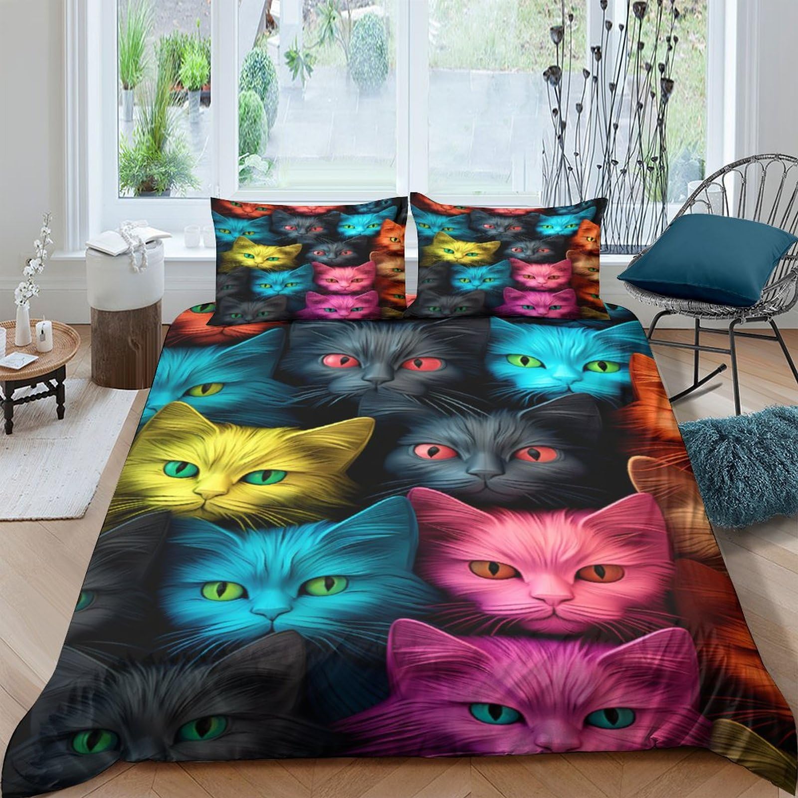 Parure de lit chat 200x200 cm pour une chambre cosy et douce