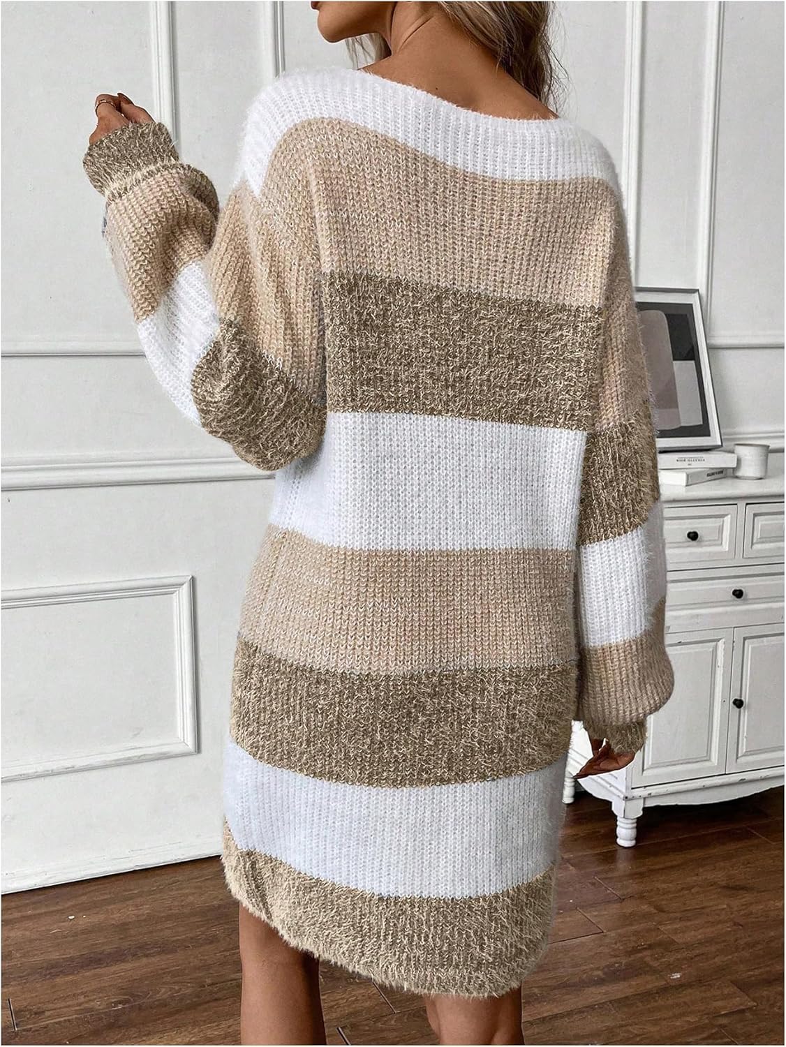 SOLY HUX Sweater Dresses for Women 2025 Long Sleeve Striped Knit Dress Fall Winter Dresses for Women Trendy - Image 2
