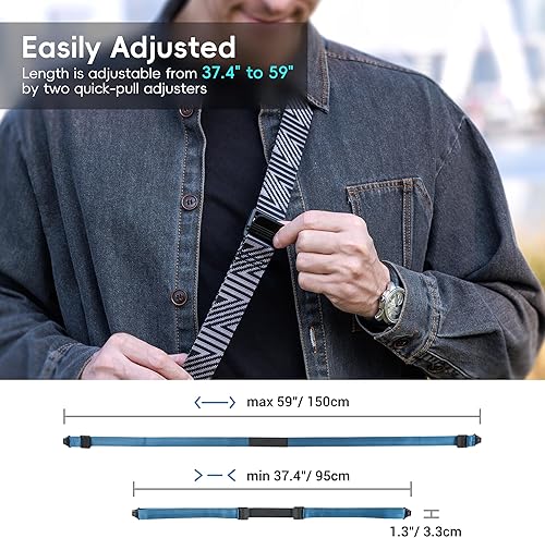 Miniatura 4 de JJC Correa para el cuello para cámara DSLR con hebillas patentadas de liberación rápida, correa universal ajustable para cámara Canon Nikon Sony,