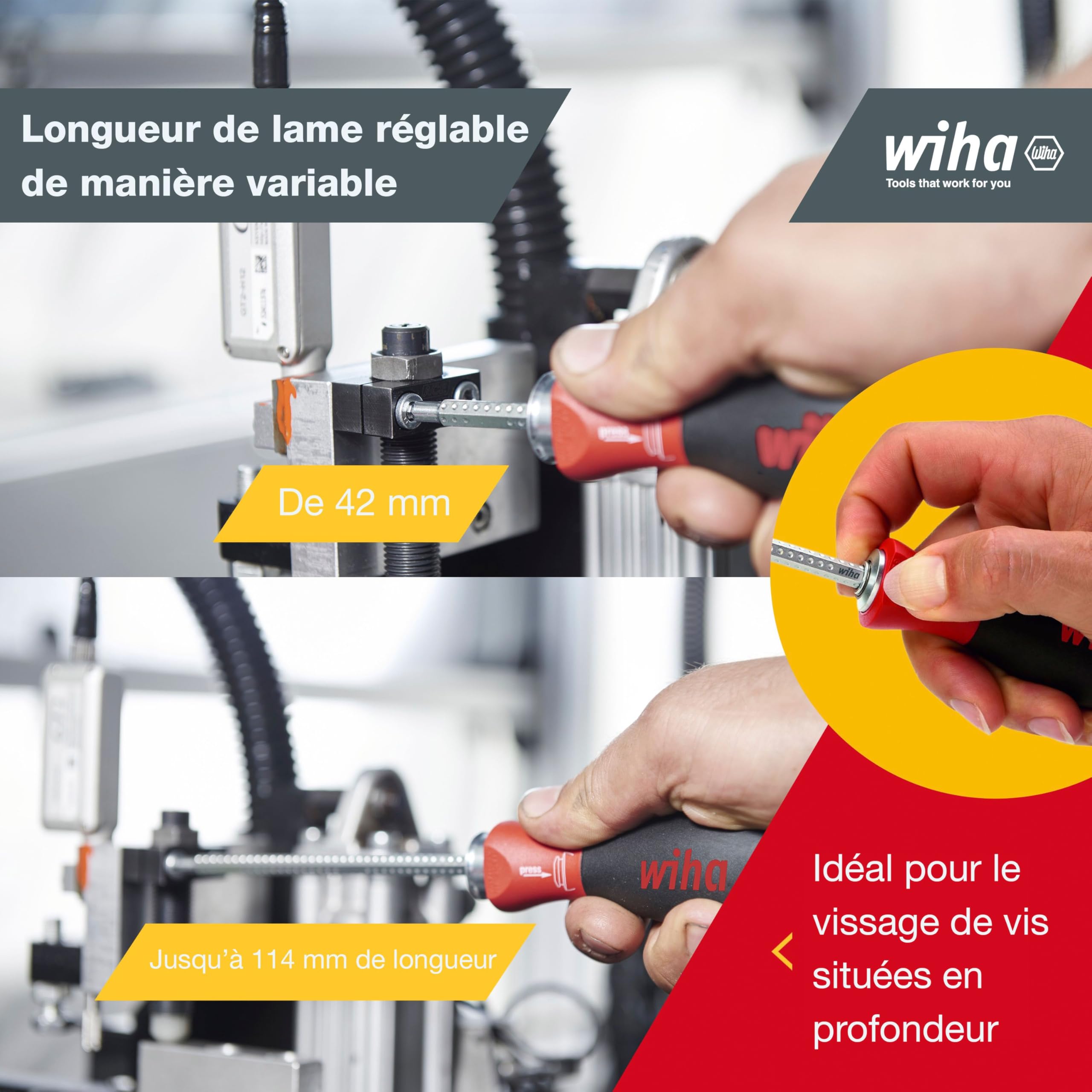 Wiha 3591 Lot de 11 Tournevis à fente/cruciforme/réversible | (03591) For recessed screws, hex, Phillips, TORX, slotted incl. roll-up pouch I screwdriver set