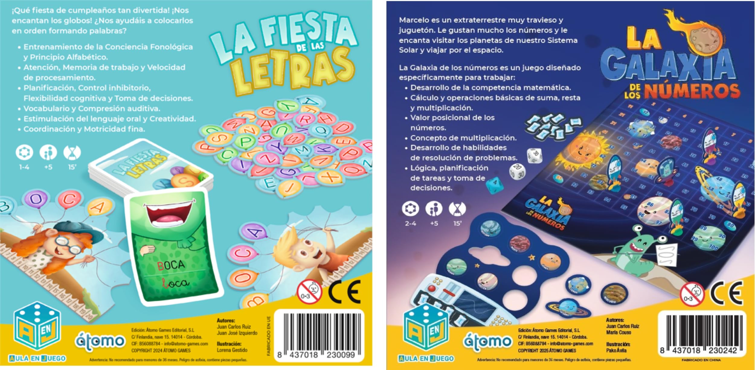 Atomo Games Pack de Juegos Educativos Galaxia de los Números + La Fiesta de Las Letras – Aprender Matemáticas y Lectoescritura Jugando (5+ años)
