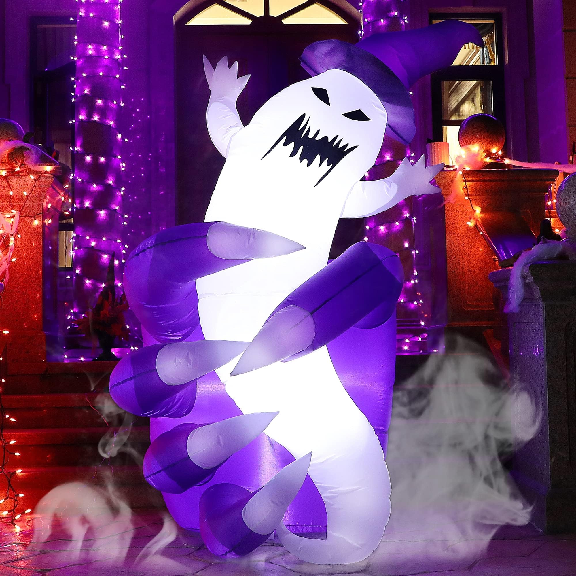 SAND MINE 5.6 FT Inflatable Hands Hold The Ghost, Halloween Inflatables Ghost, Halloween Blow Up Yard Decor Indoor Outdoor Decorations