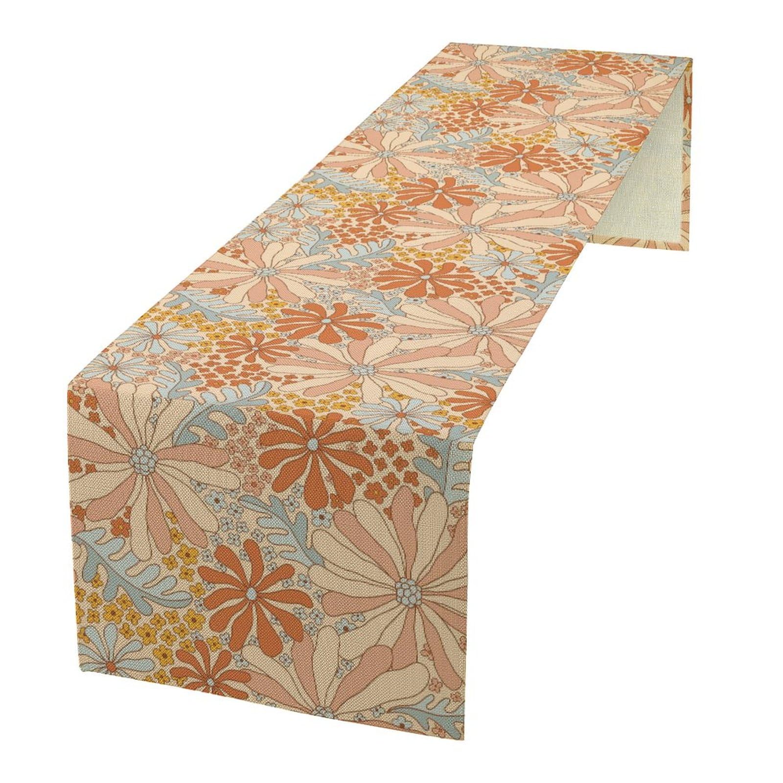 Floral Table Runner Retro 70s Spring Groovy Flower Dinner Runner for Home Kitchen Dining Table Decoration 13x90 Inch — image 1