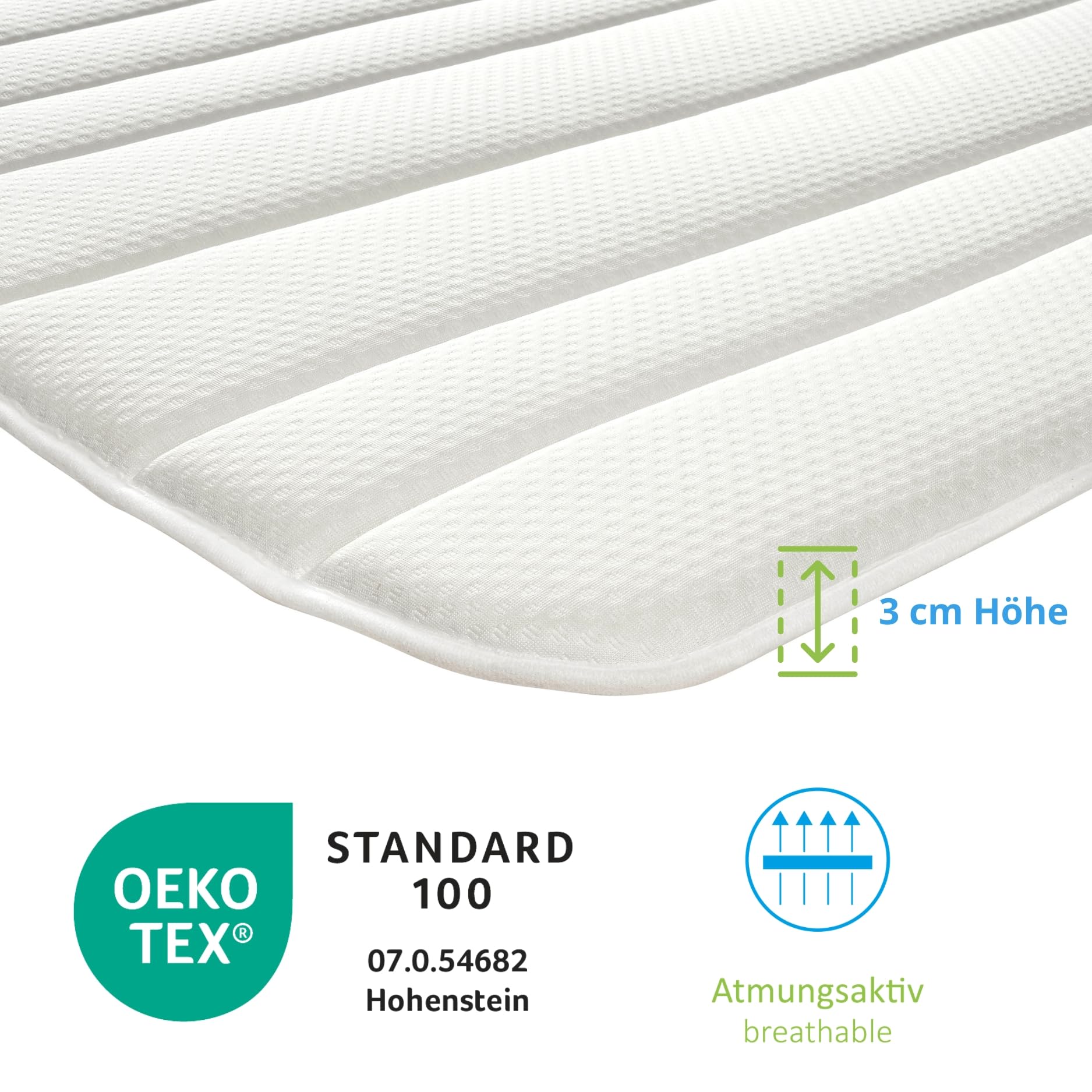 Bodyprotect Kaltschaum Topper 180x200 cm, Matratzenauflage, Matratzenbezug 180 x 200 cm, Matratzentopper, Allergiker geeignet, Schoner für Matratze bis 30 cm, Oeko-TEX, Made in EU