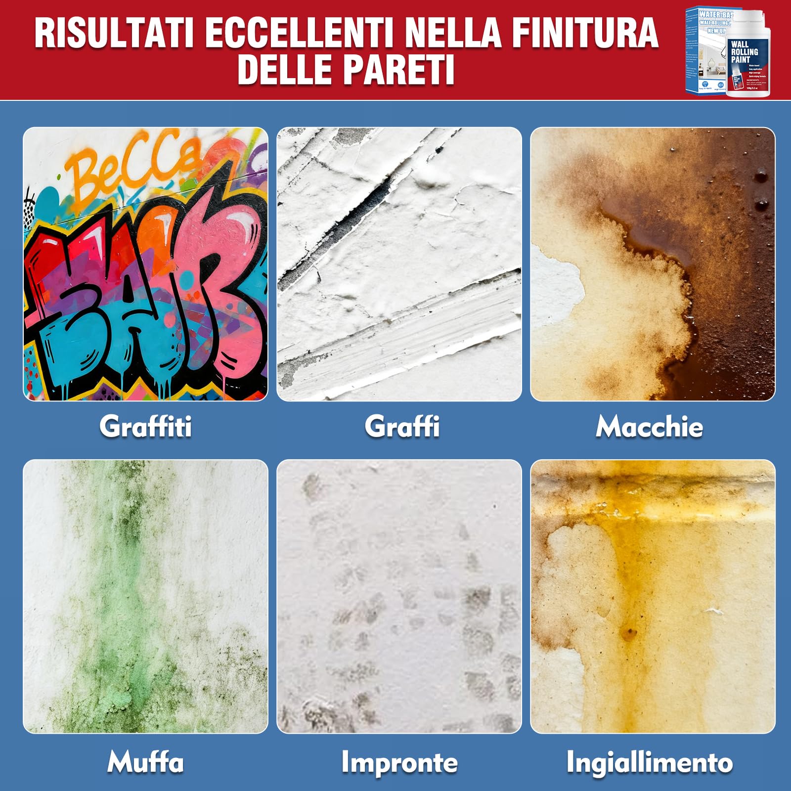 Rullo per Vernice Bianca, vernice bianca muro interno per la riparazione di pareti a base d'acqua ad asciugatura rapida, rullo per pittura bianca portatile per pareti, per macchie e graffi