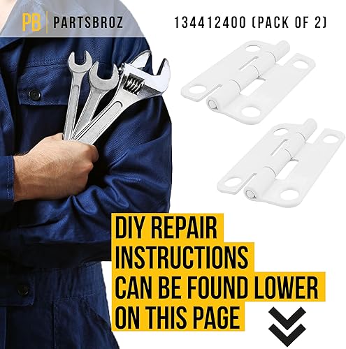 Miniatura 6 de PartsBroz 134412400 Bisagra de puerta (paquete de 2) – Compatible con lavadora de secadora Frigidaire Kenmore Crosley Westinghouse – Sustituye a