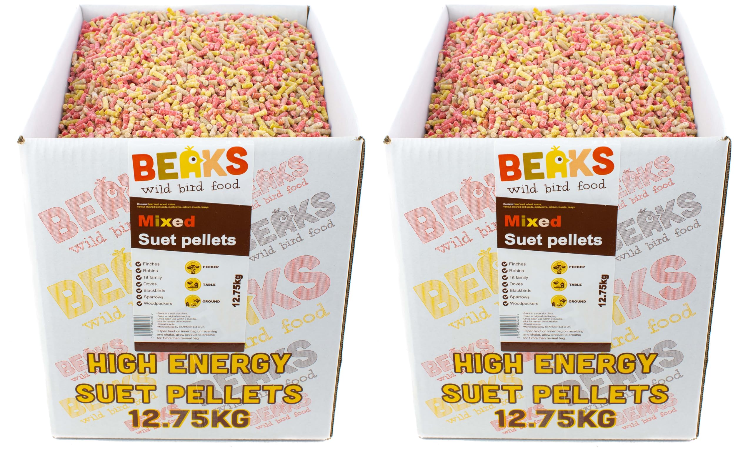 MIXED suet feed pellets for feeding all wild garden birds insect, mealworm & berry 25kg
