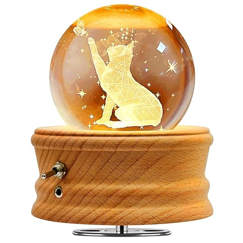 Hwawhin 3D Crystal Ball Music Box with Projection LED Light