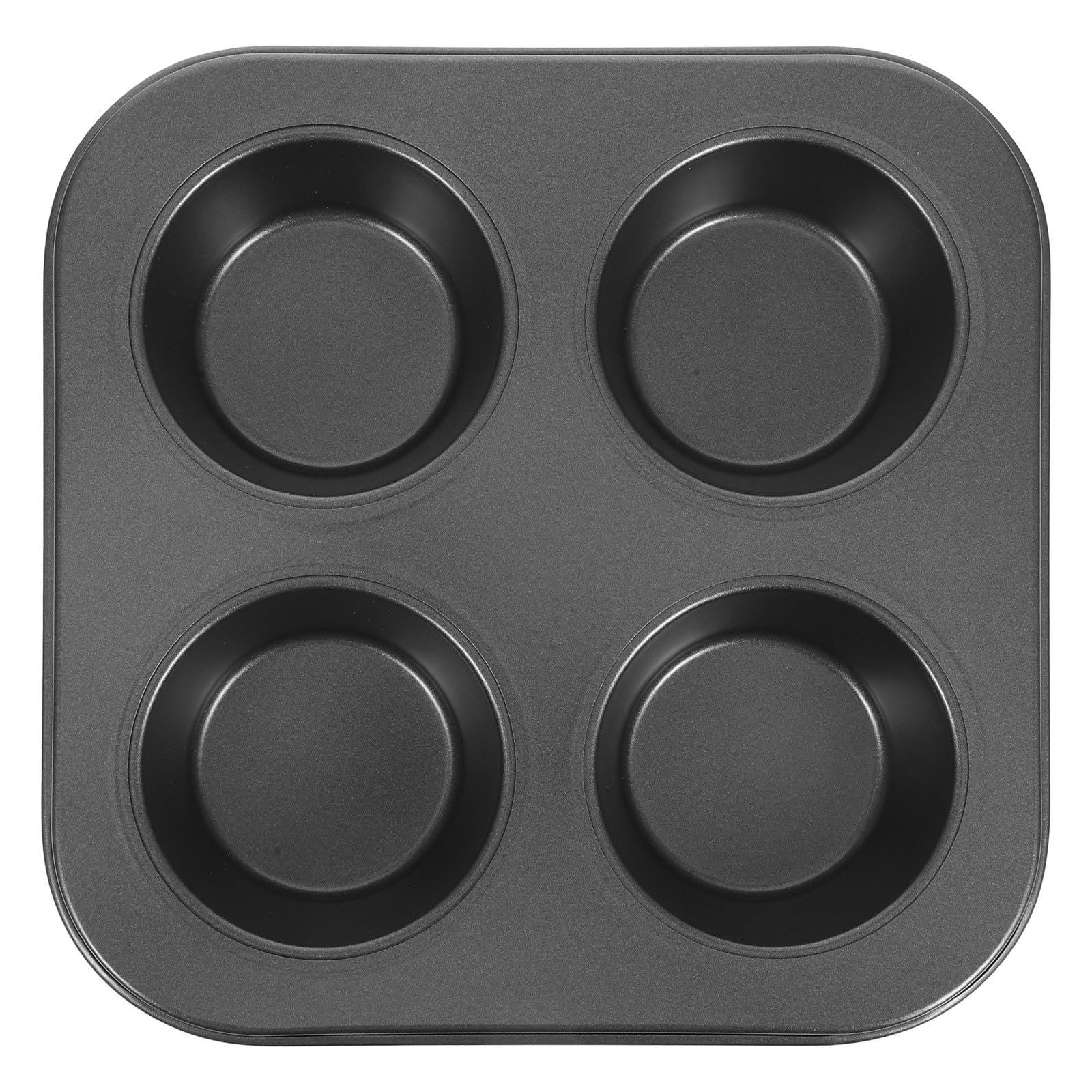 Alipis 4-Grid Muffin Cup Baking Tray Non-Stick Cupcake Mold Oven Safe Bakeware for Home and Professional Use 1.2 Inch Deep Easy Clean Black