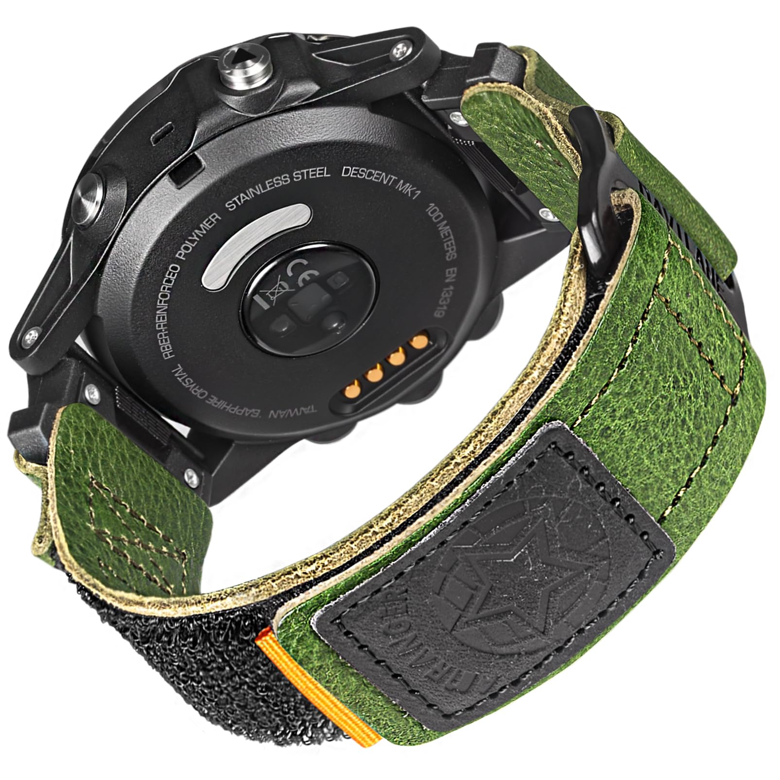 DAVILANE 26mm Genuine Leather Watch Band Compatible with Fenix 8 AMOLED/8 Solar 51mm/7X/6X/3/Enduro/Instinct 3 AMOLED/3 Solar 50 mm/Enduro, Adjustable Secure Fit Hook & Loop Sport Watch Strap for Men
