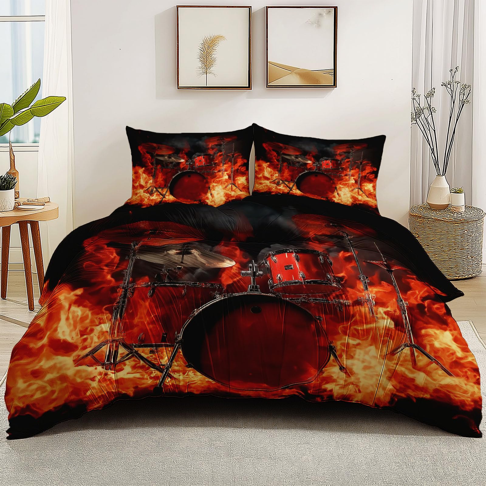 180 x 200 cm Trendiges Cool Bettwäsche Set, Rot mit 2 Kissenbezügen