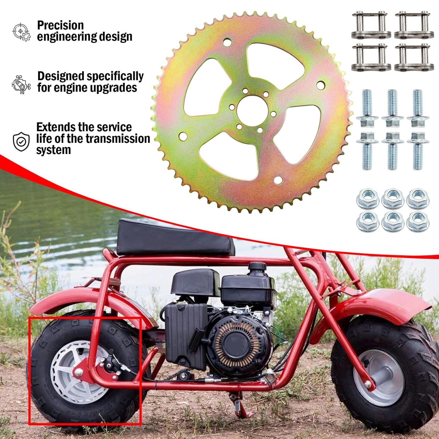 60T High Speed Rear Chain 6 Hole Sprocket # 40 41 420 Replacement for Coleman CT100U CC100X Mega Moto MMB80 105 Baja Doodle Bug DB30 Motovox MBX10 Mini Bike