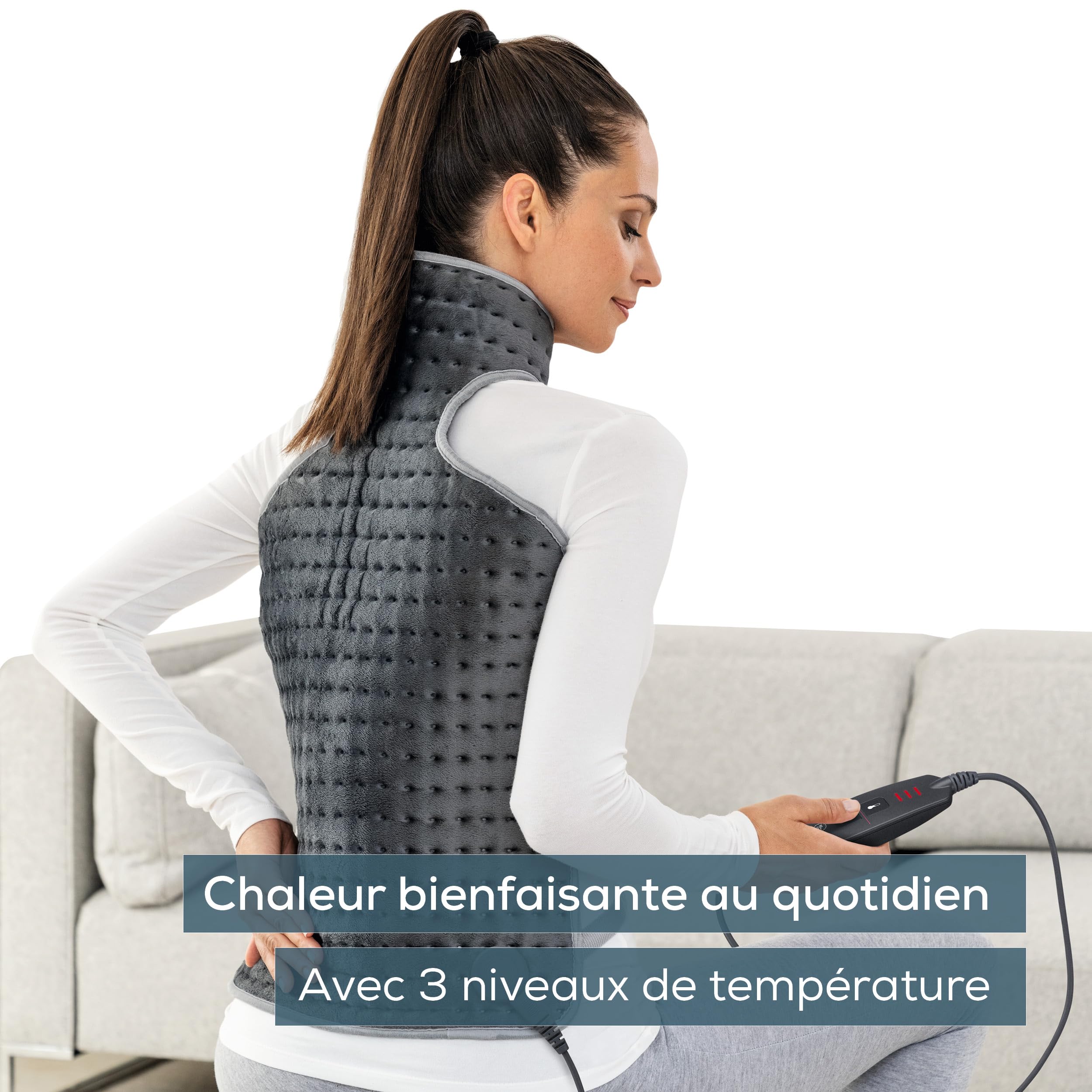 Beurer HK 64 Grey Coussin chauffant HK 64, coussin chauffant qui chauffe rapidement et s’arrête automatiquement, 3 réglages de la température, lavable, avec ceinture abdominale