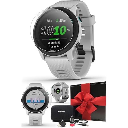 Amazon.com: Garmin Forerunner 745 (Whitestone) GPS Running Smartwatch Caja  de regalo con adaptadores PlayBetter para coche y pared, paquete de vidrio  templado y funda, rastreador de triatlón de fitness y monitor de