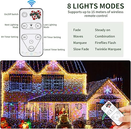Miniatura 2 de Luces solares de Navidad, 600 luces LED solares mejoradas, luces solares multicolor para exteriores, con 8 modos de luces solares de Navidad al aire
