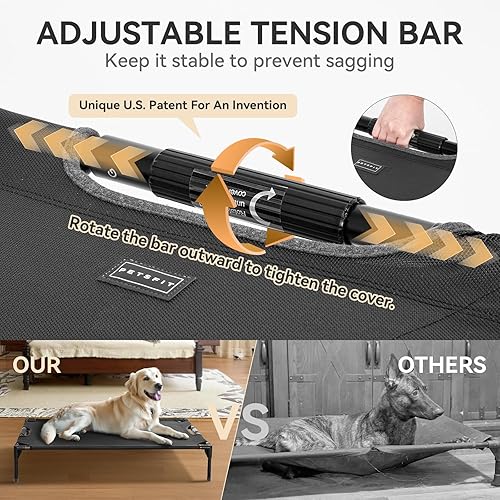 Miniatura 3 de Petsfit Cama elevada elevada para perros al aire libre, cuna elevada para perros, cama para mascotas con firmeza ajustable mejorada, cama hamaca