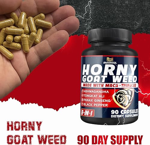 Miniatura 7 de BMVINVOL Horny Goat Weed for Men - Suplemento extra fuerte con maca, ginseng, Tribulus Terrestris, Ashwagandha - 90 cápsulas