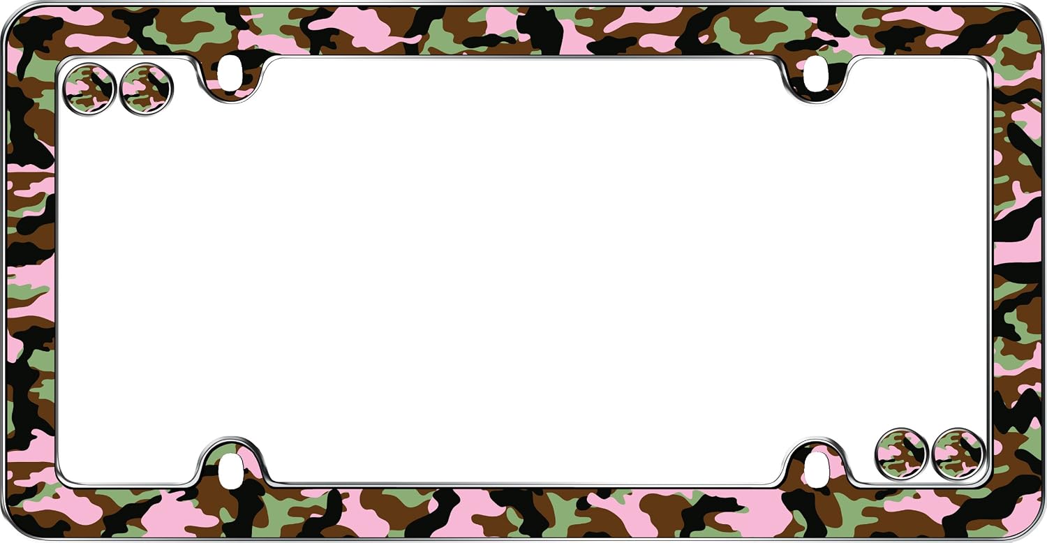Cruiser Accessories 23093 Camo-Girl License Plate Frame, Chrome w/Fastener caps, 1 Frame
