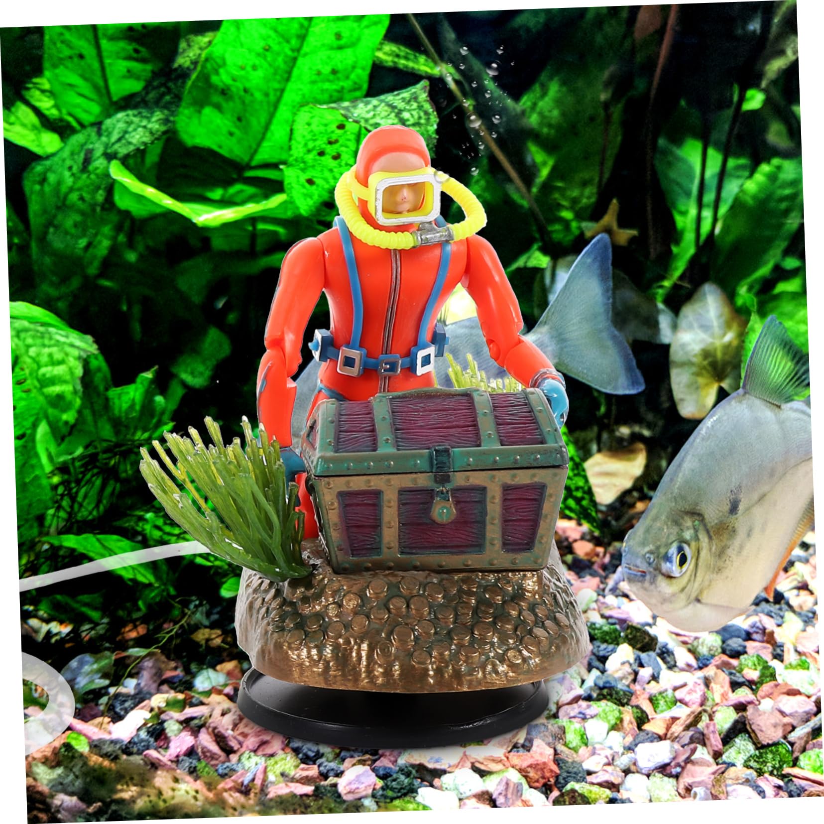 Sosoport 2 Ensembles Fish Tank Treasure Chasse Grenouille Chauffe-Aquarium Eau Poisson Decoration Nature Figurine Plongeur Parure de modelage Plongeur Statue Flottante de Plongeur Plastique