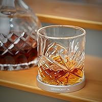 Vista 3 de Crystocraft Vaso de whisky con posavasos de aluminio giratorio, vaso de cóctel giratorio, cristalería antigua para bares, restaurantes, fiestas