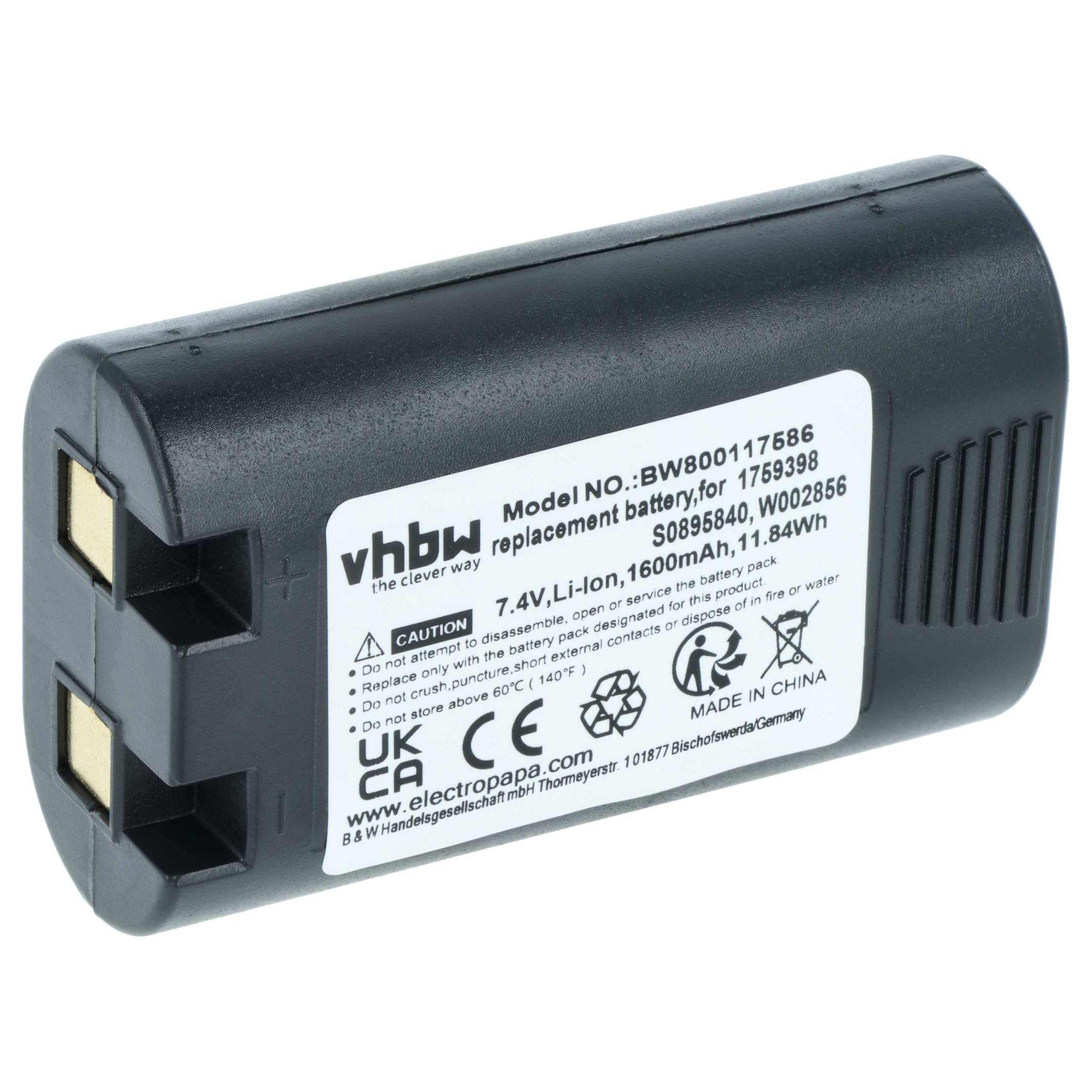 vhbw Akku kompatibel mit Dymo LabelManager 420P, 360D Drucker Kopierer Scanner Etiketten-Drucker (1600 mAh, 7,4 V, Li-Ion)