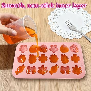 2 Pack Silicone Chocolate Moulds, Mini Heart, Flower, Bow and Leaf Shapes