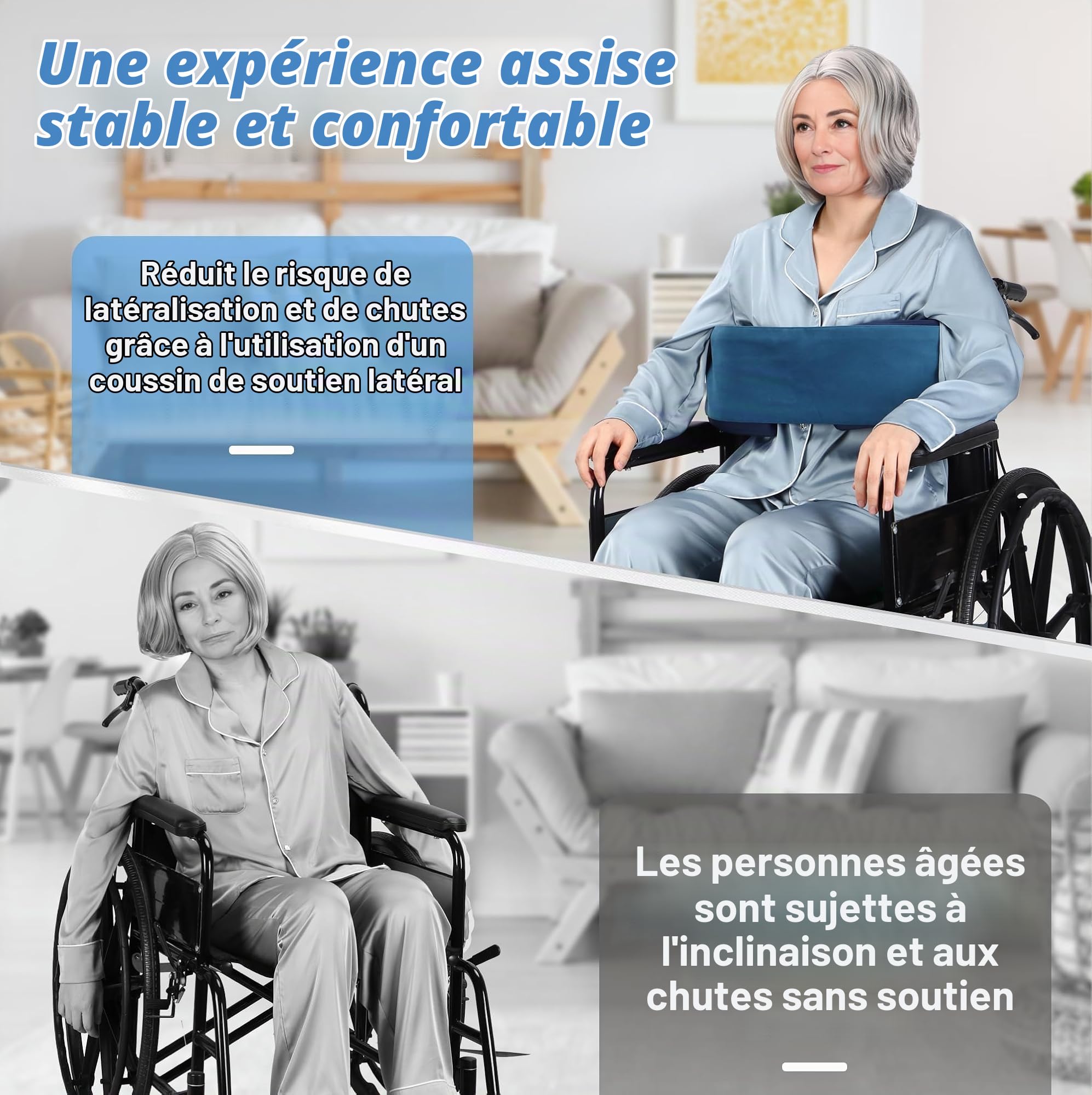 Support latéral pour Fauteuil Roulant - Coussin de Soutien Dorsal pour Les Personnes Qui ne Peuvent Pas s'asseoir Debout en Fauteuil Roulant