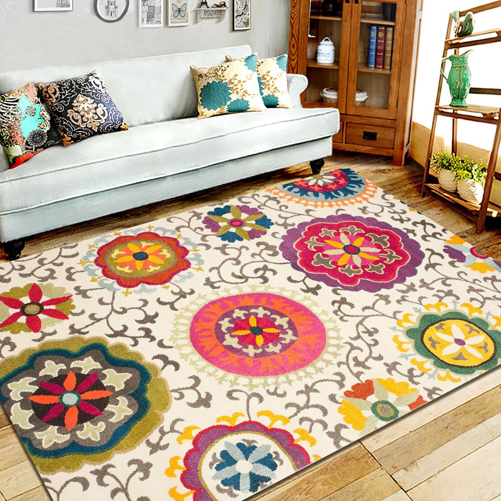 Tapis de salon lavable floral et antidérapant pour sécuriser les jeux des enfants
