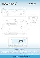 Vista 6 de WOODBRIDGE Bañera rectangular de acrílico de 60 pulgadas en blanco con drenaje derecho, desagüe desplegable negro mate incluido BA6030R