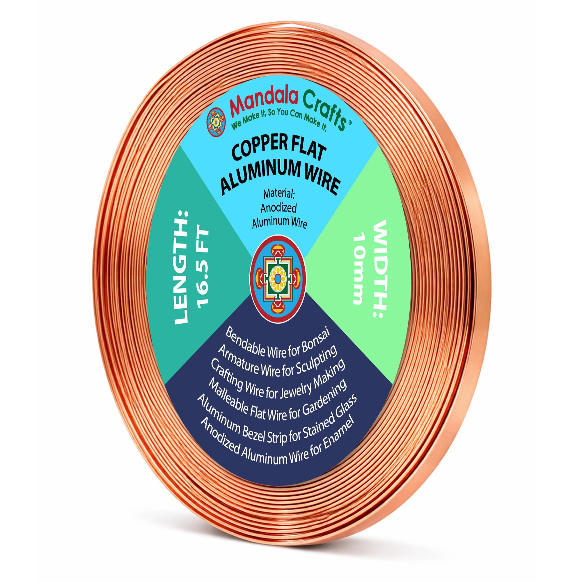 Mandala Crafts 10mm Copper Tone Flat Aluminum Crafting Wire for Sculpting